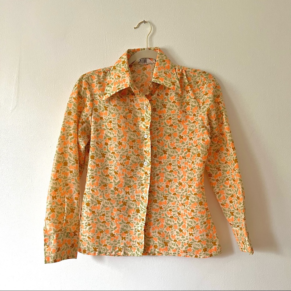 Vintage 70s floral button up shirt
